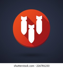 Illustration of a long shadow round icon with a bombs