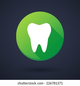 Illustration of a long shadow round icon with a tooth