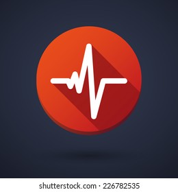 Illustration of a long shadow round icon with a blood drop