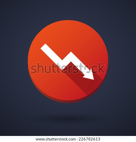 Illustration of a long shadow round icon with a graph