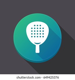 Illustration of a long shadow round web button with  a paddle racket 