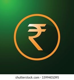 Illustration of a long shadow rupee gold icon.