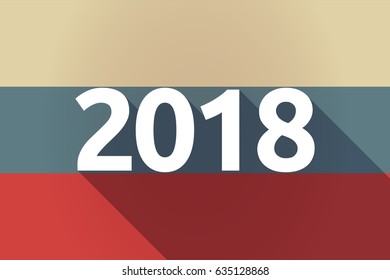 Illustration of a long shadow Russia flag with  the number 2018