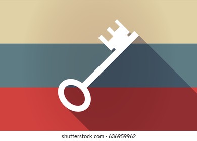 Illustration of a long shadow Russia flag with  a vintage key