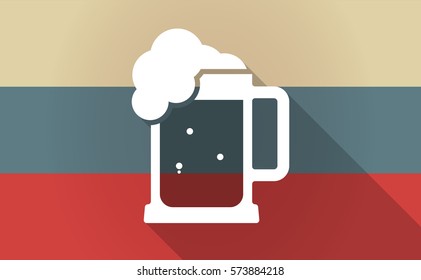 Illustration of a long shadow Russia map with  a beer jar icon