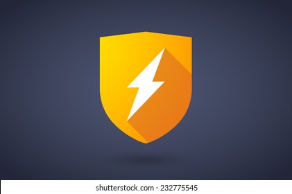 Illustration of a long shadow shield icon with a lightning sign