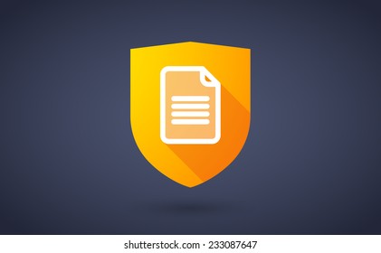 Illustration of a long shadow shield icon with a document