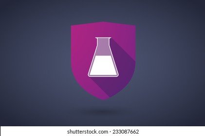 Illustration of a long shadow shield icon with a chemical test tube