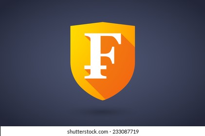 Illustration of a long shadow shield icon with a currency sign