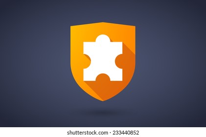 Illustration of a long shadow shield icon with a puzzle piece
