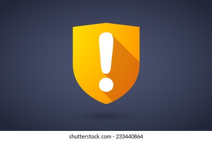 Illustration of a long shadow shield icon with an exclamation sign