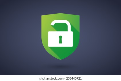 Illustration of a long shadow shield icon with a lock pad