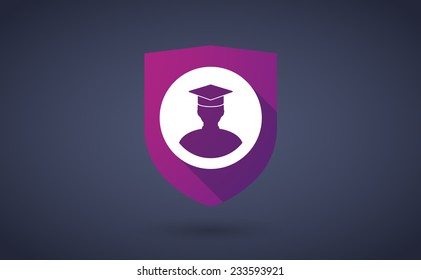 Illustration Of A Long Shadow Shield Icon With A Student 