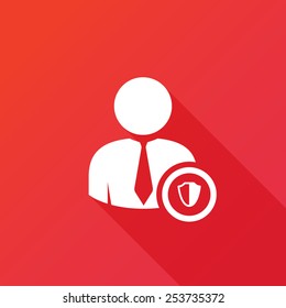 Illustration of a long shadow shield icon with an avatar