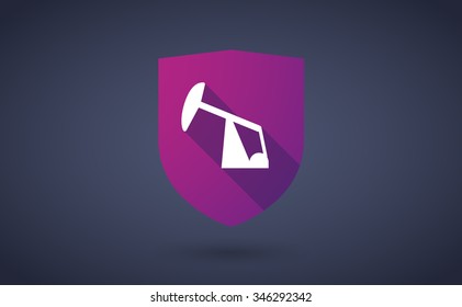 Illustration of a long shadow shield icon with a horsehead pump