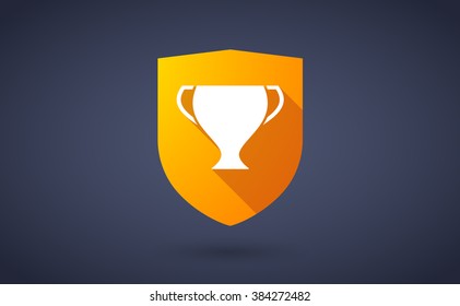 Illustration of a long shadow shield icon with  a cup