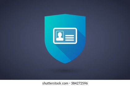 Illustration of a long shadow shield icon with  an id card