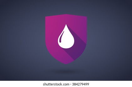 Illustration of a long shadow shield icon with  a fuel drop