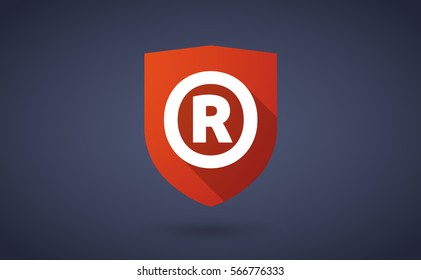 Illustration of a long shadow shield with    the registered trademark symbol