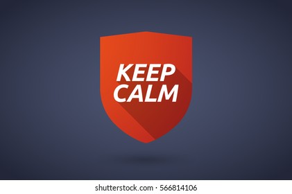 Illustration of a long shadow shield with    the text KEEP CALM
