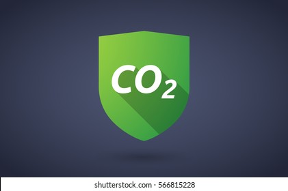 Illustration of a long shadow shield with    the text CO2