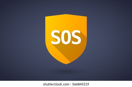 Illustration of a long shadow shield with    the text SOS