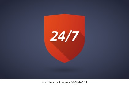 Illustration of a long shadow shield with    the text 24/7