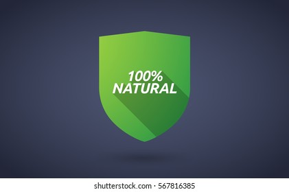 Illustration of a long shadow shield with    the text 100% NATURAL