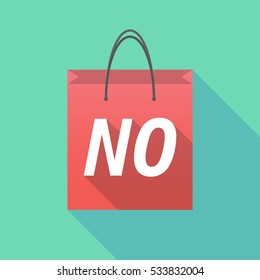 Illustration of a long shadow shopping bag with    the text NO