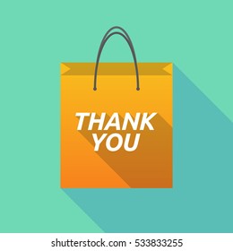 Illustration of a long shadow shopping bag with    the text THANK YOU