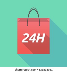 Illustration of a long shadow shopping bag with    the text 24H