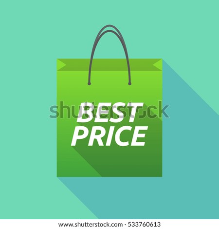 Illustration of a long shadow shopping bag with    the text BEST PRICE