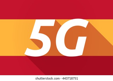 Illustration of a long shadow Spain flag with    the text 5G