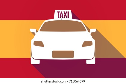 Illustration of a long shadow Spain flag with  a taxi icon