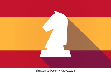 Illustration of a long shadow Spain flag with a  knight   chess figure