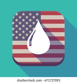 Illustration of a long shadow square app button with the United States of America flag and a fuel drop