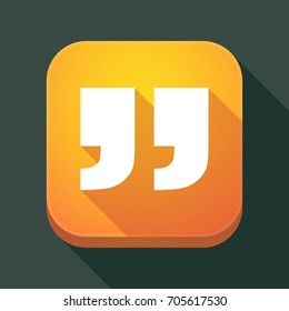 Illustration of a long shadow square applicatio button with  quotes