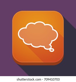 Illustration of a long shadow square applicatio button with a comic cloud balloon