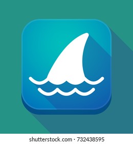 Illustration of a long shadow square applicatio button with a shark fin
