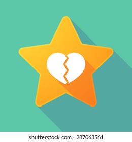 Illustration of a long shadow star with a broken heart