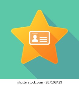 Illustration of a long shadow star icon with an id card