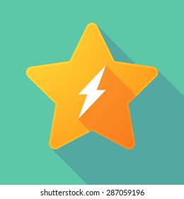 Illustration of a long shadow star with a lightning