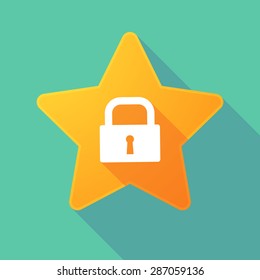 Illustration of a long shadow star with a lock pad