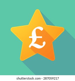 Illustration of a long shadow star with a pound sign