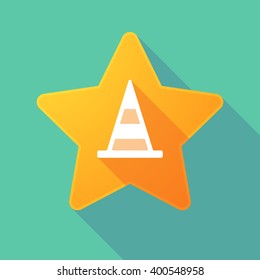 Illustration of a long shadow star with a road cone