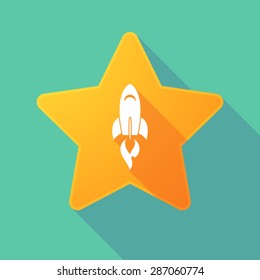 Illustration of a long shadow star with a rocket