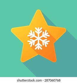 Illustration of a long shadow star with a snow flake