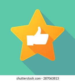 Illustration of a long shadow star with a thumb up hand