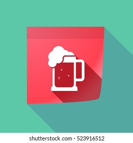 Illustration of a long shadow sticky note icon with  a beer jar icon