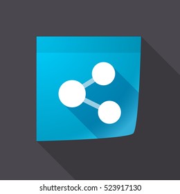 Illustration of a long shadow sticky note icon with  a network sign